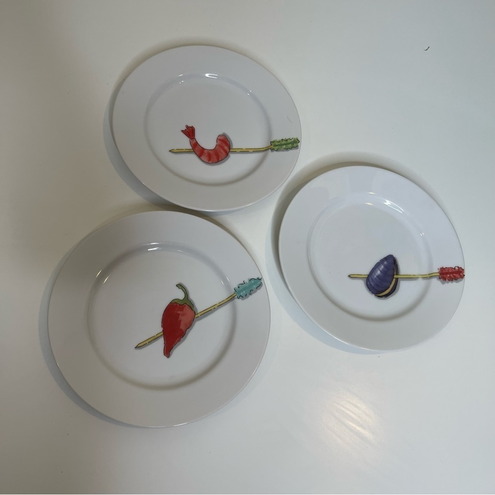 CRATE & BARREL Appetizer Plates 6.5" TIDBITS Designer Nancy Green